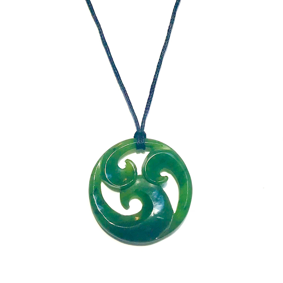 NZ Greenstone Jade Triple Koru 48mm