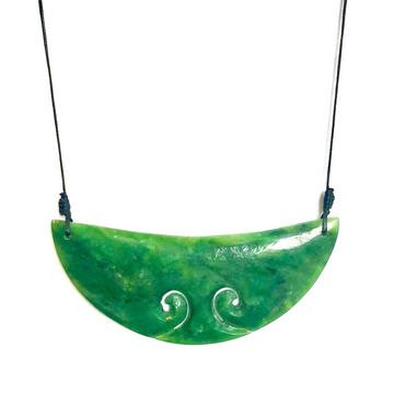 NZ Greenstone Breast Plate with Double Koru - 120mm